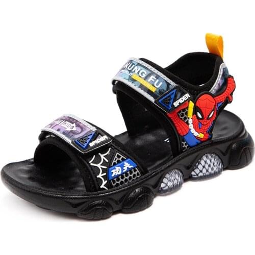 Summer Super Hero Children Sandals Kids Cartoon Pattern Boys Shoes For Children Outdoor Soft Bottom Anti-Slip Wlaking Shoes Kid