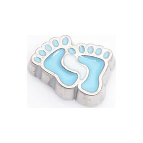 Blue baby footprint, Floating charms,Fit floating charm lockets, FC0133