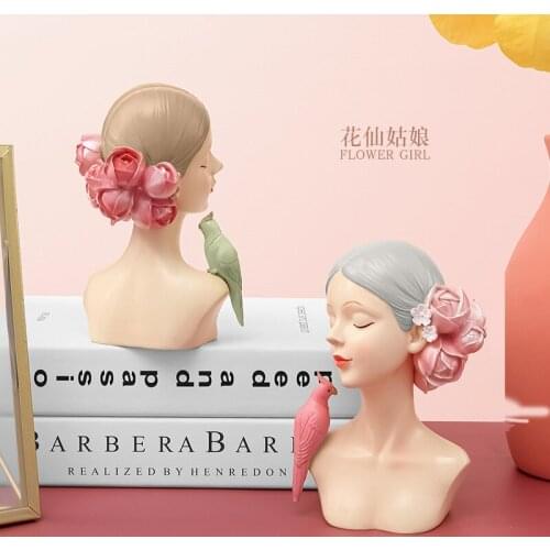 Nordic Creative Girl Sculpture Resin Ornaments Living Room TV Cabinet Handicraft Home Decoration Accessories Trinkets Gift