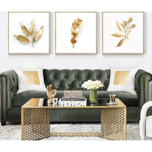 Modern Abstract Gold Leaf Poster Tropical Leaf Wall Art Picture Print Canvas Painting Living Room Decoration Home Decor
