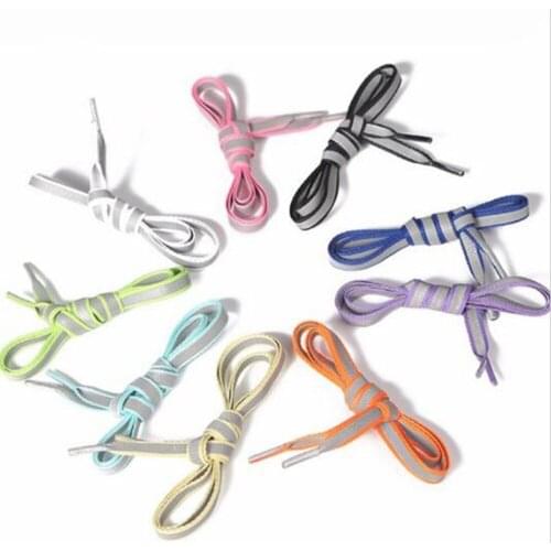 1 pair 100cm Flat 3M Reflective Runner Shoe Laces Safety Luminous Glowing Shoelaces Unisex For Sport Basketball Canvas Shoes
