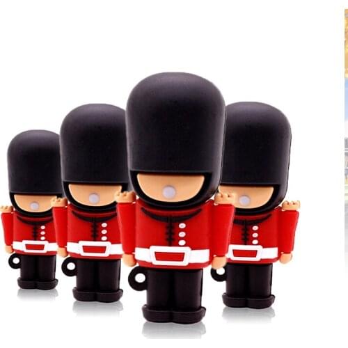 USB Flash Drive 4GB 8GB 16GB 32GB 64GB Pen Drive Handsome British Guard Cartoon PenDrive Usb 2.0 Memory Stick U Disk Usb Stcik