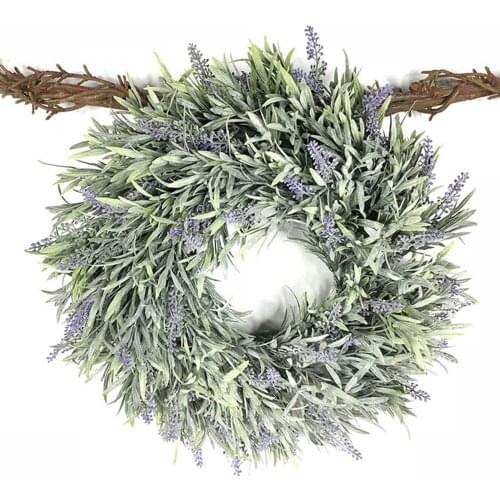 DIY Lavender Wreath Handmade Natural Rattan Valentines Day Artificial Flowers Wreaths Holiday Furniture Decoration For Home Door