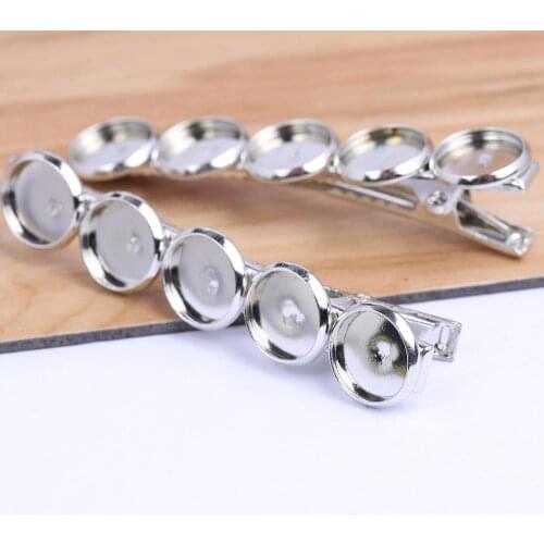 Onwear 5pcs fit 10mm cabochon hair clip base settings diy hairclip hair pin bezel trays for jewelry making accessories