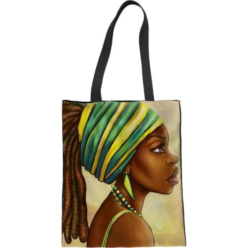 NOISYDESIGNS Double Side Black Girls Printed Tote Shopping Bags Tote Women Shoulder Canvas Large Pockets Casual Female Handbag