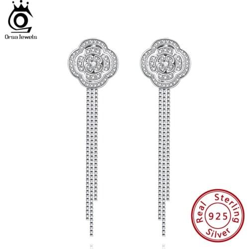 ORSA JEWELS Two Kinds Wearing 925 Sterling Silver Tassel Drop Earrings for Women 2020 New Stud Earring Trendy Jewelry ESE336
