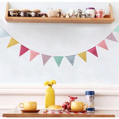 12 Flags 4m Colorful Flag Banner Birthday Party Decoration Hanging Pennant Wedding Bunting Baby Shower Garland Tent Fabric Flags