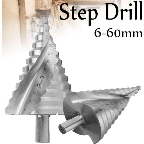 12cm 6-60mm HSS 4341 Step Drill Bit Hight Steel Speed 12 Steps Straight Flute Step Drill Hole Cut For Woodworking Wood Drill Bit