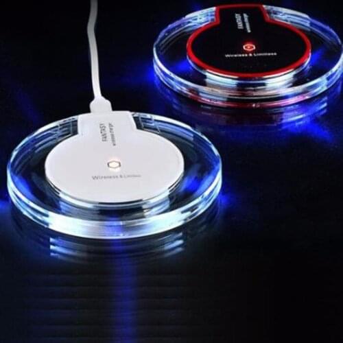 200pcs Wireless Charger Crystal Fantasy Pad with LED Light For Samsung S6/S6 Edge/S7 S8 S8 PLUS with retail package box