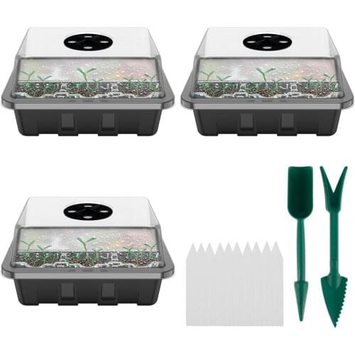 3 Pack 12 Hole Seedling Box Suit Plant Labels Seedling Transplanter Propagation Seed Cells Kit Seed Growing Propagator Tray
