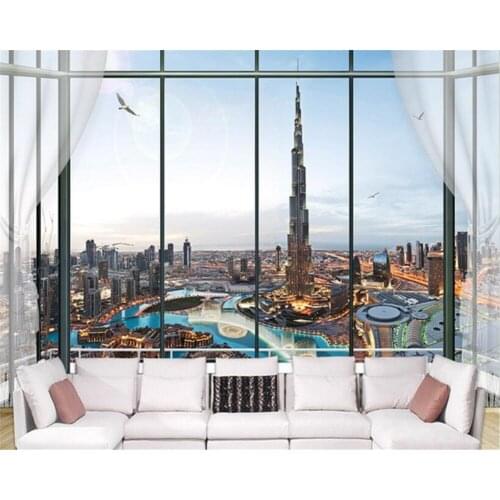 Beibehang papel de parede 3d wallpaper European Fashion Classic Wall paper 3D Stereo Window Exterior Tower TV Background tapety