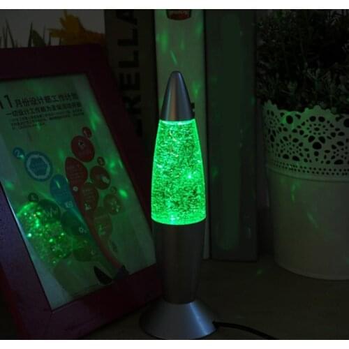 3D Rocket Multi Color Changing Lava Lamp RGB LED Glitter Party Mood Night Light Christmas Gift Bedside Night Lamp Blue,White