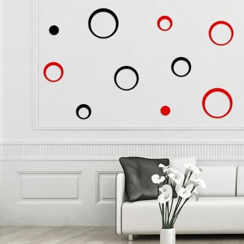 24PCS 3D Mirror Acrylic Wall Sticker Creative Circle Ring Bedroom Decors for Family Decoration Adhesive Home Decal STTA889