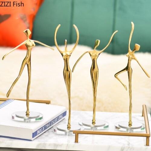 Abstract Figures Copper Ornaments Ballerina Character Statue Desktop Decor Statuette Crafts Figurines Home Decoration Modern