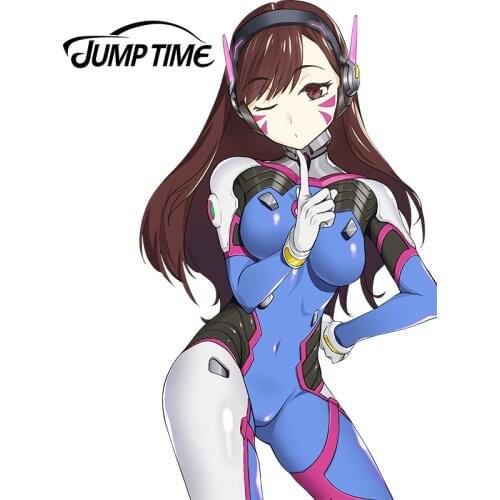 JumpTime 13cm x 7.76cm Car Motorcycle Decal Overwatch D.Va (Hana Song) Sweet Girl Car Sticker Rear Windshield Car Styling Racing
