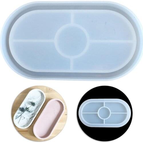 White Oval Mold Ashtray Mold Coaster Flexible Silicone Tray Mold Epoxy Resin Casting Molds Plaster Mold DIY Craft Tool
