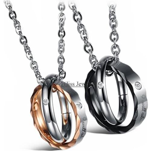 316L Stainless Steel Cz "I will always be with you" Double Cross Circle Pendant Necklace for Men Ladies Halloween Gifts -1PCS