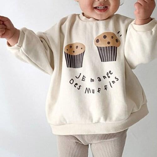 Childrens Winter Top Boys And Girls' Lovely Cake Printed Fleece Casual Sweater