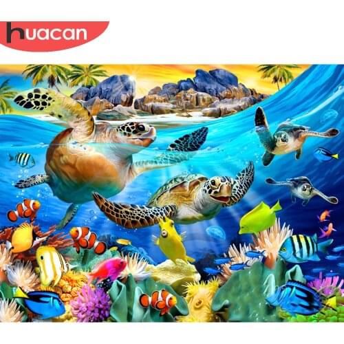 HUACAN DIY Diamond Painting 5D Sea Turtle Diamond Embroidery Cross Stitch Animal Sale Home Decoration