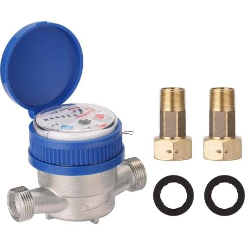 15mm Intelligent Water Meter Household Mechanical Rotor Type Cold Water Meter Pointer Digital Display Combination Water Meters