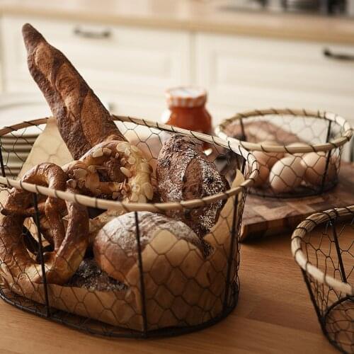 Storage baskets for kitchen Wire woven food storage basket kitchen items