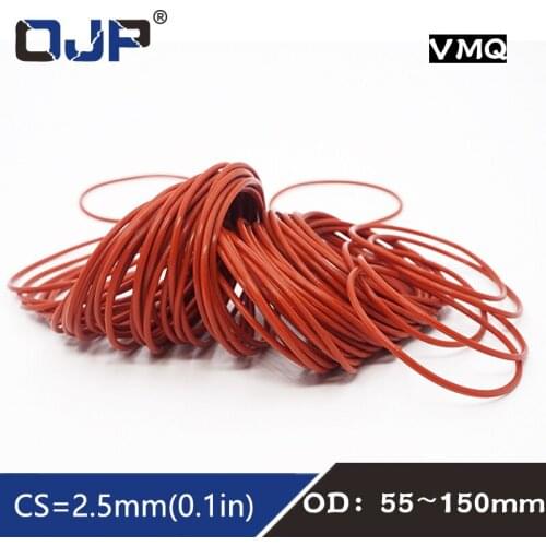 Red Silicon Ring Silicone/VMQ O ring OD55/60/65/70/75/80/85/90/95/100/150*2.5mm Thickness Rubber O-Ring Seal VMQ Gaskets Washer
