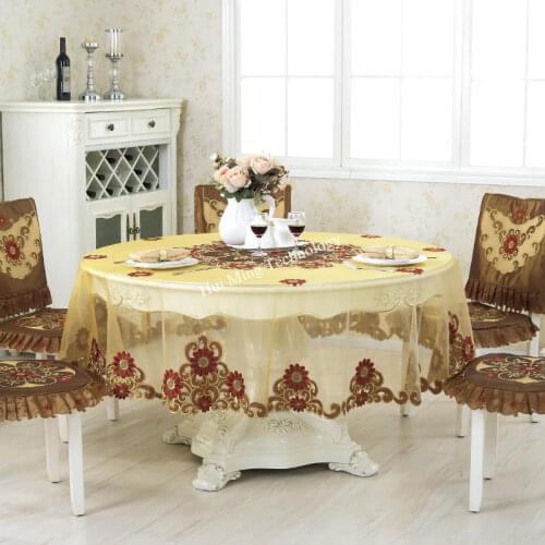 Luxury embroidered tablecloth table dining round table cover table cloth golden wedding yarn 0428 flower chair cover