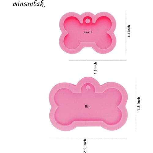Minsunbak Shiny Dog ​​Bone Shaped Silicone Mold Making Keychain Dog Tag Pendant Decoration Tool DIY Clay Jewelry Epoxy Mold