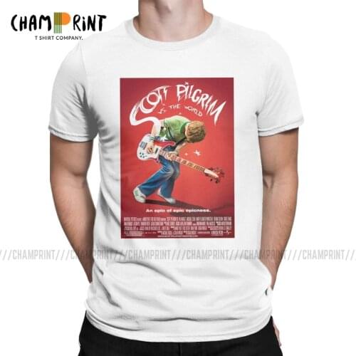 Men Scott Pilgrim VS The World T Shirts Pure Cotton Clothing Funny Short Sleeve Crewneck Tee Shirt Printed T-Shirt
