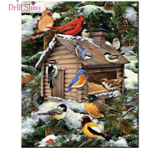 5D diamond Painting Cross Stitch kits 3ddiy Diamond embroidery snow birds picture Home decor Mosaic pattern scenery sticker gift