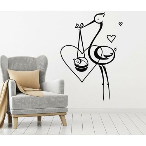 Wall Decal Bird Stork Love Baby Maternity Nursery Baby Room Kids Bedroom Home Decor Vinyl Window Stickers Cute Birds Mural S1199