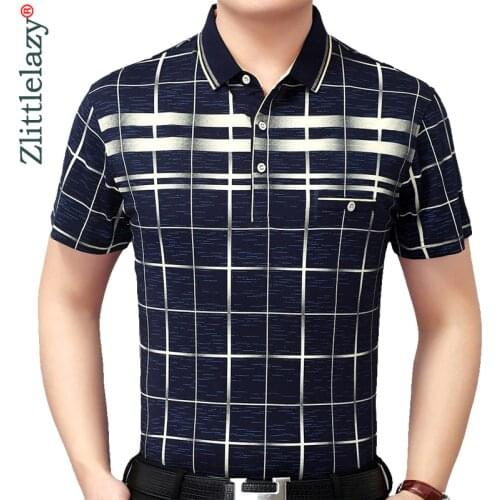 New Summer Polo Shirt Men Short Sleeve Polos Shirts Plaid Slim Fit Mens Pol Clothes Dress Bodybuilding Streetwear Poloshirt 1780