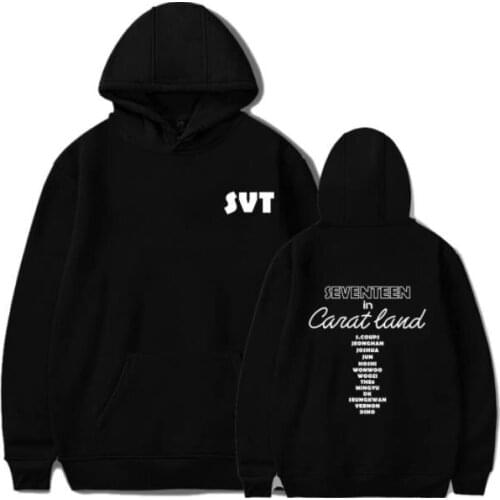 New Arrival K Pop Kpop Seventeen In Cart Land All Member Names Printing Hoodies Harajuku Streetwear Hiphop Pullovers Sweatshirt