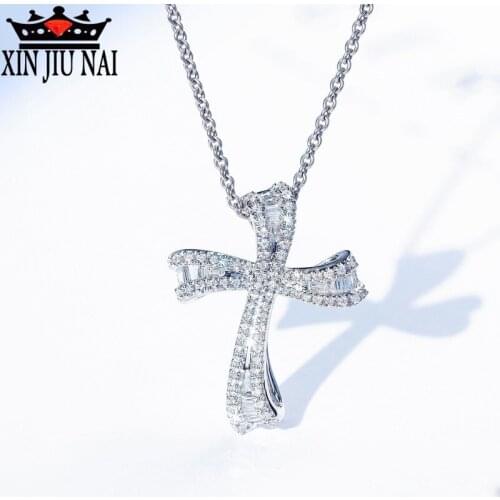 New high-quality diamond-set creative cute girl cross necklace wedding party girlfriend exquisite gift women jewelry