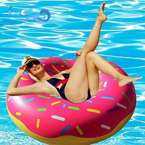 Upgrade Pink PVC Adult Children Donut Inflatable Swimming Ring Mattress Rubber Ring Swim Pool Toys Water Seat Safe Party Toys