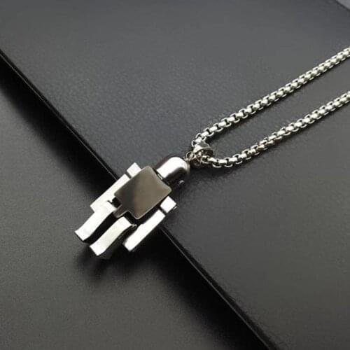 Hip Hop Fashion Creative Tide Brand Titanium Steel Color Space Astronaut Necklace for Men and Women Couples Jewelry Necklace