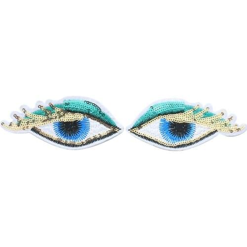 Peacock Eye Sequin Patch Flower Dance Supplies Lace Embroidery Patch Eye Shape Strip Iron on Patch Applique DIY Sewing Accessory
