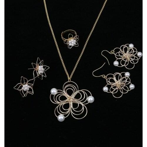 New Gold Wire Openwork Pearl Flower Beads Pendant Charms Spacers For Jewelry Making DIY Handmade Earrings Necklaces Accessories