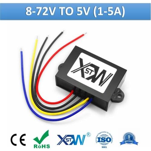 XWST 12v 24v 36v 48v 60v 8-72v to 5v DC DC Converter Step Down Buck 5v 1A 2A 3A 4A 5A With ACC Controller Power Supply