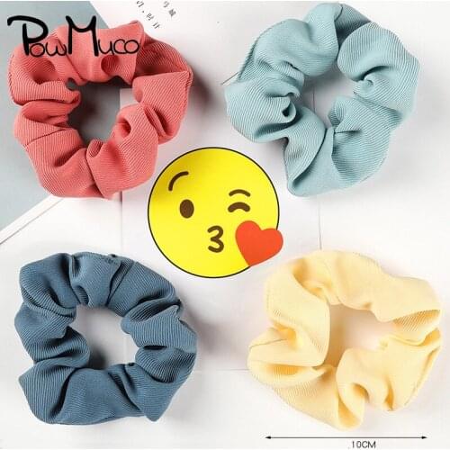 Powmuco 10 CM Solid Color Stripe Large Intestine Hair Rope Fashion Handmade DIY Headwear Accessories Elastic Ponytail Headband