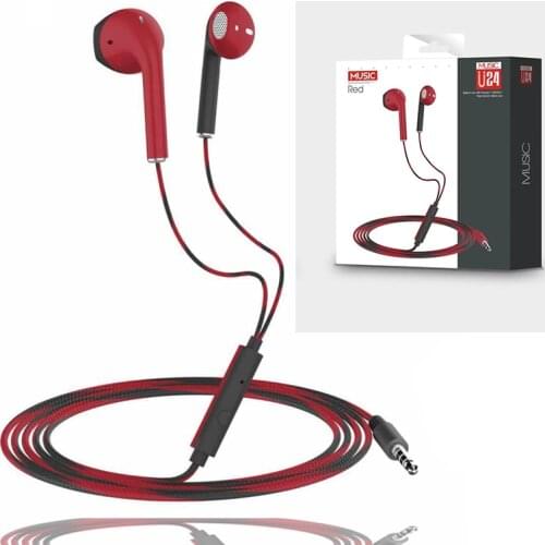 Wire Earphone U24 3.5MM Stereo IN-Ear Headphone Running Music Game Earphone Noise Cancel For Mobile Phone PC PAD Laptop With Mic