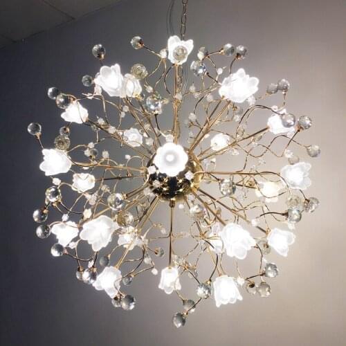 European style living room romantic crystal chandelier LED creative chandelier American bedroom lamp crystal lamp lighting
