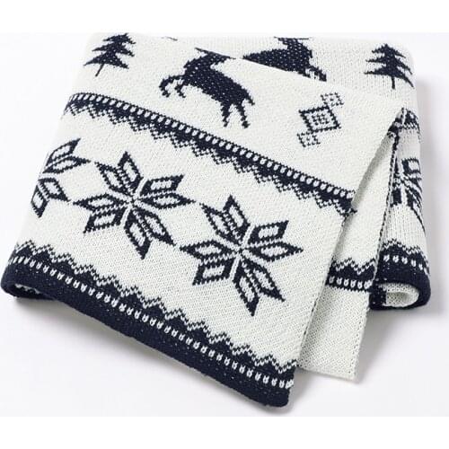 Christmas Baby Blanket Cute Elks Plaid Newborn Girl Boy Strouble Muslin Swaddle Wrap Knit Toddler Infant Bedding Crib Soft Quilt