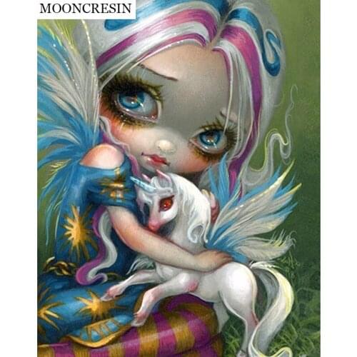 Diy Diamond Embroidery Cartoon Girl 5D Diamond Painting Cross Stitch Unicorn Mosaic Pattern Full Square Rhinestone Home Decor