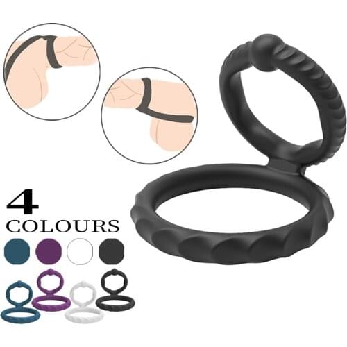 Silicone Dual Penis Ring Stretchy Longer Erection Cock Ring Better Sex Erection Enhancing and Orgasm Sex Toy for Male Couple