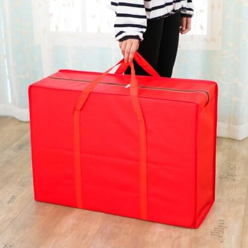 Solid Color Clothing Storage Bag Large Capacity Handing Storage Bags Package Organizer Wardrobe Travel Handbag Home Accessories