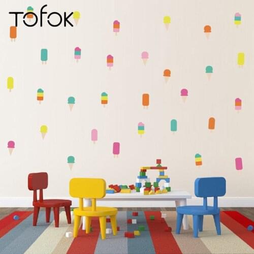 Tofok Colorful Ice-lolly DIY Wallpaper Summer Ice-cream Kid Room Living Room Vinyl Adhesive Wall Sticker Cabinet Door Tile Decor