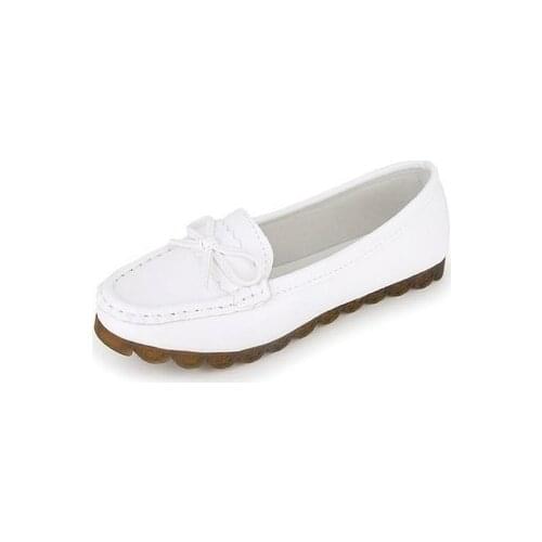 2021Genuine Leather Flats Casual Slip On Loafers Woman Shoes Comfortable Soft Bottom Flat Shoes Vintage Style Woman Footwear