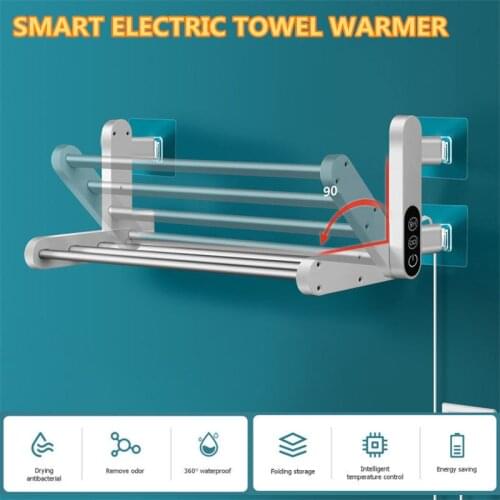 Towel Warmer Smart Temperature Control Electric Towel Rack Holder Household Folding Carbon Fibre Heated Towel Rail for Bathroom
