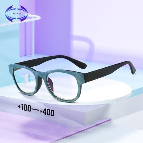 VCKA Men Reading glasses Square Eyeglasses Women Reader Anti-blue light Presbyopic Diopter Spring Hinge Reader +100 to +4.00